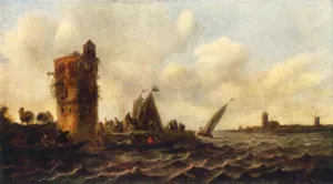 A View on the Maas near Dordrecht Oil painting by Jan Van Goyen