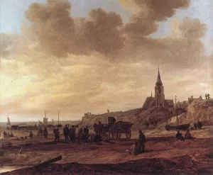 Beach at Scheveningen by Jan Van Goyen Oil Painting