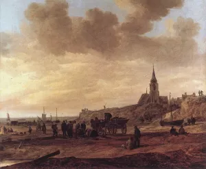 Beach at Scheveningen Oil painting by Jan Van Goyen