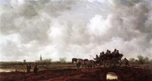 Horse Cart on a Bridge by Jan Van Goyen Oil Painting