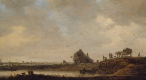 L'Auberge au bord de la riviere Oil painting by Jan Van Goyen