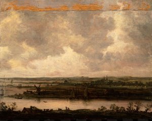 Panoramic View of the River Spaarne and the Haarlemmermeer by Jan Van Goyen Oil Painting
