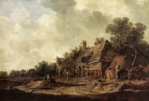 Peasant Huts with a Sweep Well Oil painting by Jan Van Goyen