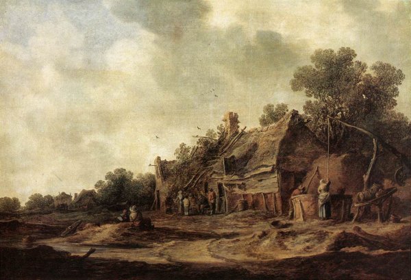 Peasant Huts with a Sweep Well by Jan Van Goyen - Hand-Painted Oil Painting Reproduction