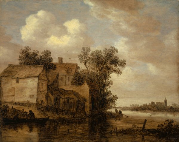 River Landscape  by Jan Van Goyen - Hand-Painted Oil Painting Reproduction