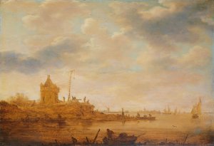 River View with Sentry Post by Jan Van Goyen Oil Painting