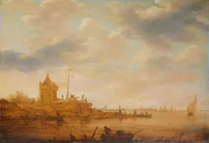 River View with Sentry Post Oil painting by Jan Van Goyen