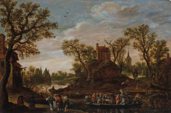 The Ferry  by Jan Van Goyen - Hand-Painted Oil Painting Reproduction