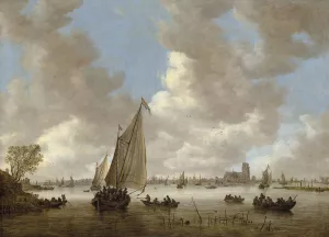 View of Dordrecht from the North by Jan Van Goyen Oil Painting