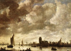 View of the Merwede before Dordrecht by Jan Van Goyen Oil Painting