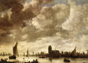 View of the Merwede before Dordrecht painting by Jan Van Goyen
