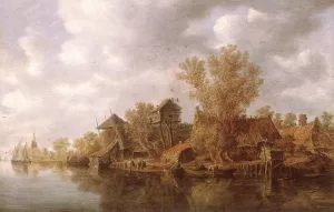 Village at the River by Jan Van Goyen Oil Painting