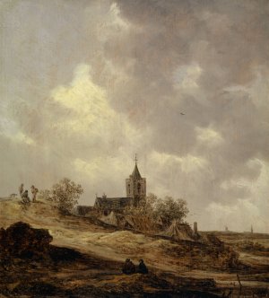 Village Church seen from the Dunes by Jan Van Goyen Oil Painting