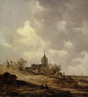 Village Church seen from the Dunes Oil painting by Jan Van Goyen