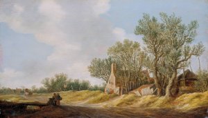 Village Street with People Resting at a Brigde by Jan Van Goyen Oil Painting