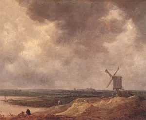 Windmill by a River by Jan Van Goyen - Oil Painting Reproduction