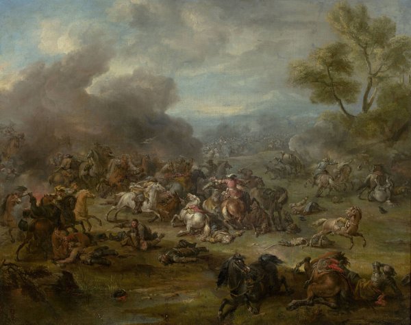 Main Product Photo of A battle scene Painting by Jan Van Huchtenburg