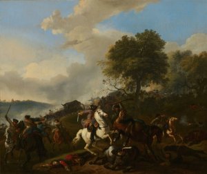 Ambushing a Convoy by Jan Van Huchtenburg Oil Painting