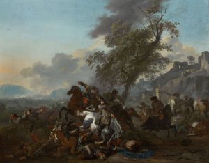 Battle by Jan Van Huchtenburg Oil Painting