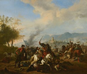 Cavalry Engagement by Jan Van Huchtenburg Oil Painting