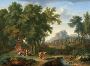 Arcadian Landscape with a Bust of Flora by Jan Van Huysum Oil Painting