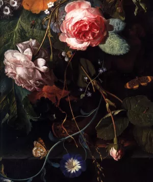 Bouquet of Flowers Detail painting by Jan Van Huysum