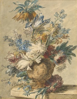 Bouquet of Spring Flowers in a Terracotta Vase by Jan Van Huysum Oil Painting