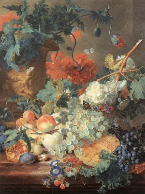 Fruit and Flowers by Jan Van Huysum - Oil Painting Reproduction