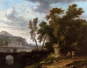 Landscape with Ruin and Bridge Oil painting by Jan Van Huysum