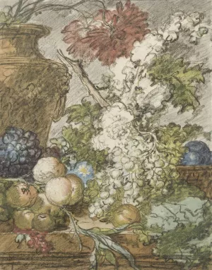 Sketch for a Still Life of Fruit and Flowers by Jan Van Huysum Oil Painting