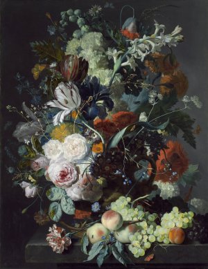 Still Life with Flowers and Fruit by Jan Van Huysum Oil Painting