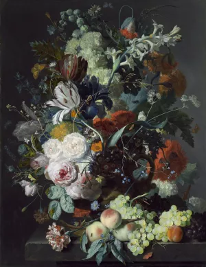 Still Life with Flowers and Fruit by Jan Van Huysum Oil Painting