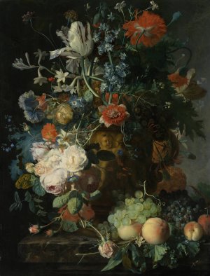 Still Life with Flowers and Fruit by Jan Van Huysum Oil Painting