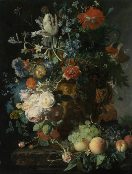Still Life with Flowers and Fruit  by Jan Van Huysum - Hand-Painted Oil Painting Reproduction