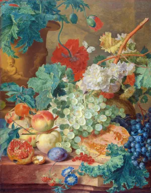 Still Life with Flowers and Fruit by Jan Van Huysum Oil Painting