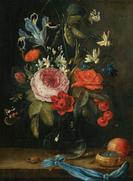 Main Product Photo of Still Life With Flowers In A Glass Vase Painting by Jan Van Kessel The Elder