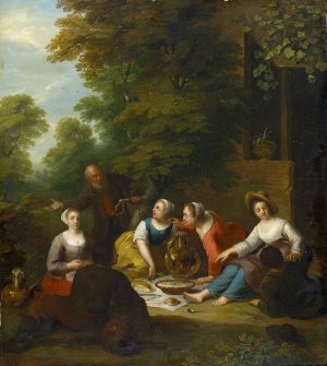 Meal Outdoors by Jan Van Mieris Oil Painting