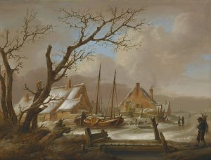 A Winter Landscape by Jan Van Os Oil Painting