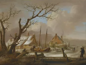 A Winter Landscape by Jan Van Os Oil Painting