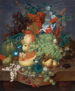 Fruit Still Life With A Mouse On A Ledge by Jan Van Os Oil Painting