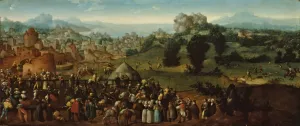 Landscape with Tournament and Hunters by Jan Van Scorel Oil Painting