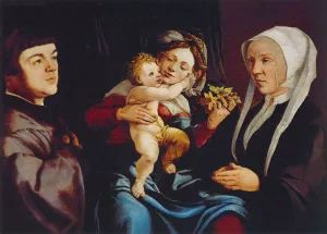 Madonna of the Daffodils with the Child and Donors Oil painting by Jan Van Scorel