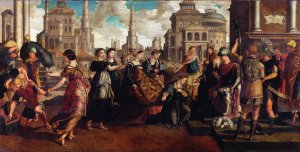 Solomon and the Queen of Sheba Oil painting by Jan Van Scorel