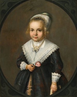 Portrait Of A Young Girl Holding A Flower by Jan Van Teylingen Oil Painting
