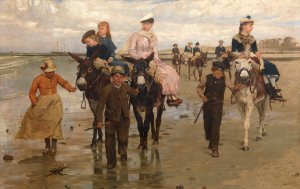 Promenade on the Beach - Heist-aan-Zee by Jan Verhas Oil Painting