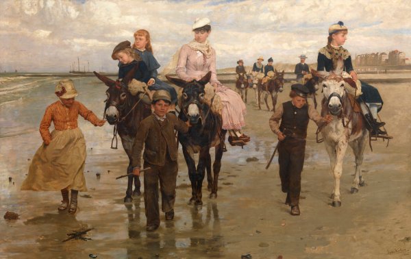 Main Product Photo of Promenade on the Beach - Heist-aan-Zee  Painting by Jan Verhas