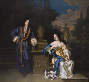 A Gentleman And A Lady In A Park by Jan Verkolje Oil Painting