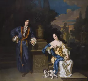 A Gentleman And A Lady In A Park by Jan Verkolje Oil Painting