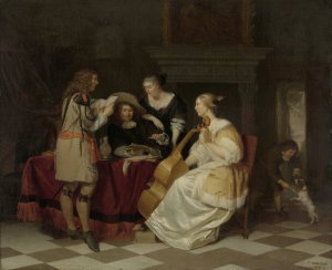A Musical Company by Jan Verkolje Oil Painting