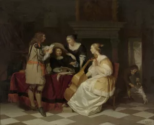 A Musical Company by Jan Verkolje Oil Painting